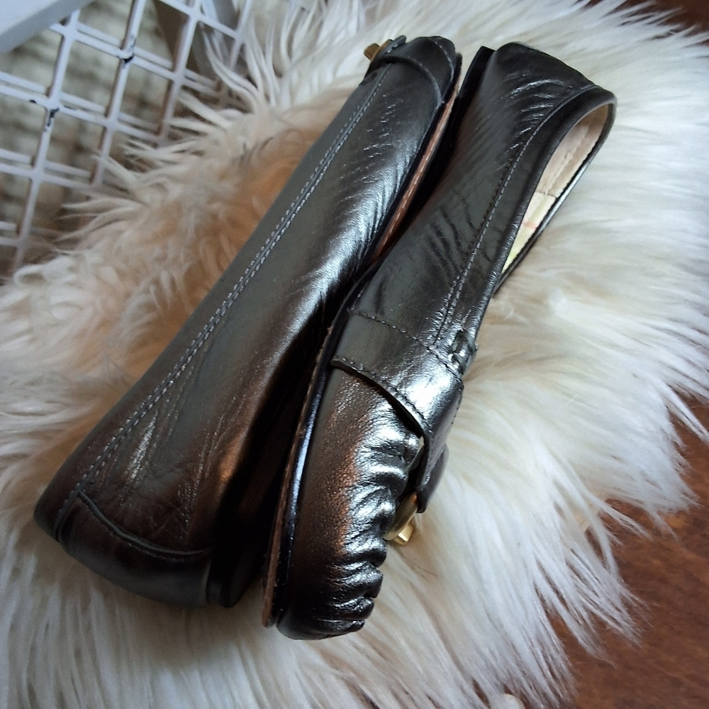 Coach pewter leather kisslock flats 7.5 - Picture 10 of 10